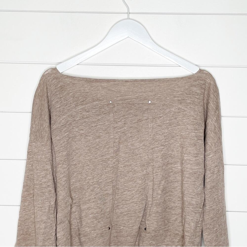 Eileen Fisher Marled Linen Wide Neck Studded Top Brown Size Small - Picture 7 of 9